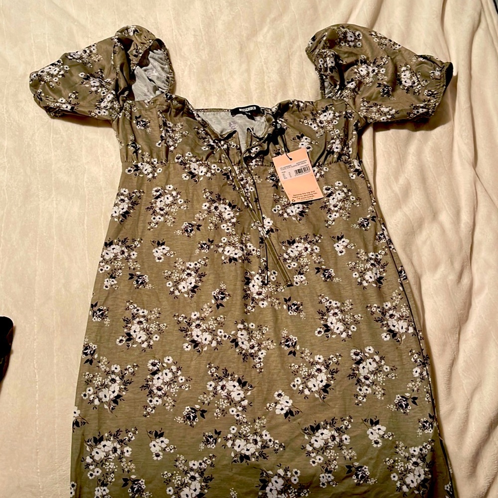 Green Floral Mini Dress
